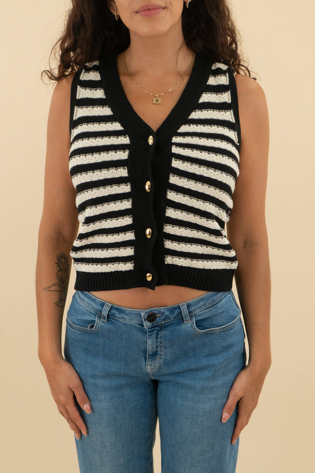 maeve black and white striped vest (xs; retail $88)