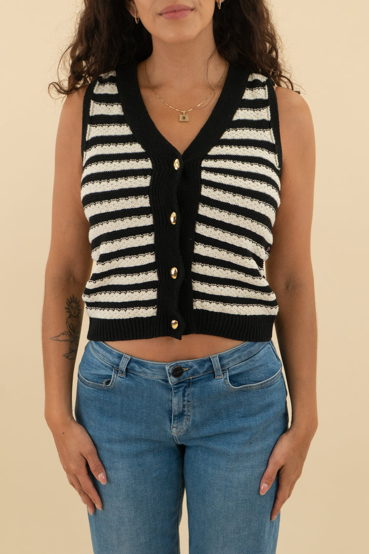 maeve black and white striped vest (xs; retail $88)