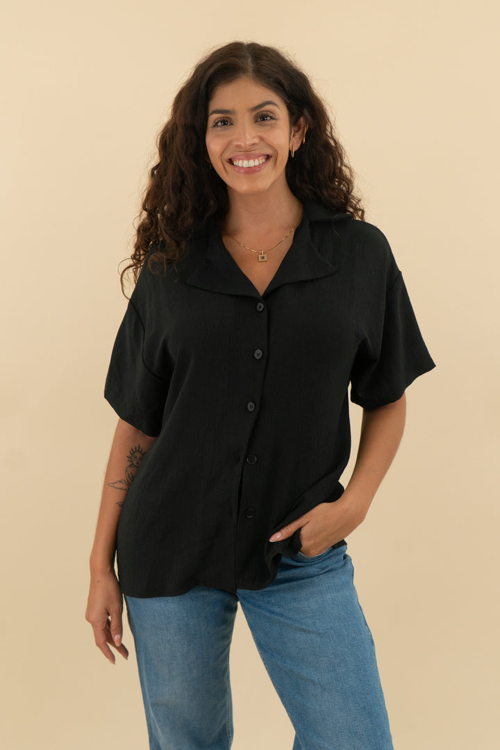 fantaslook black button up top (m; retail $28)
