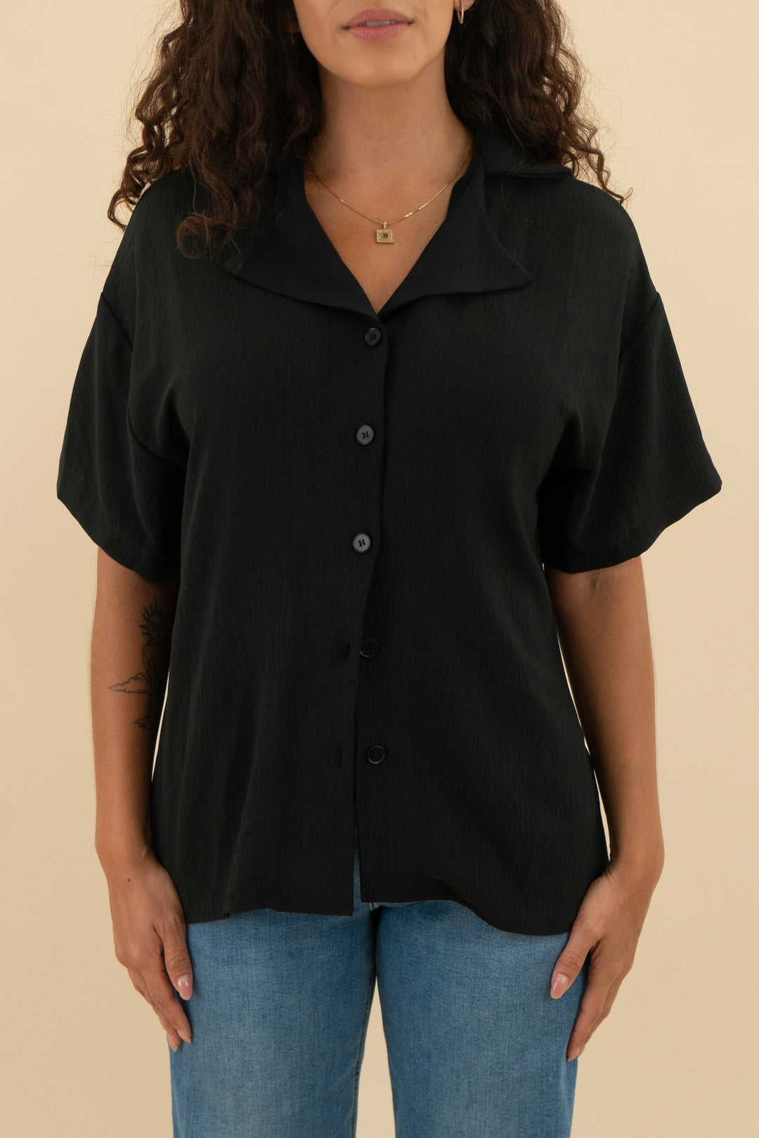 fantaslook black button up top (m; retail $28)