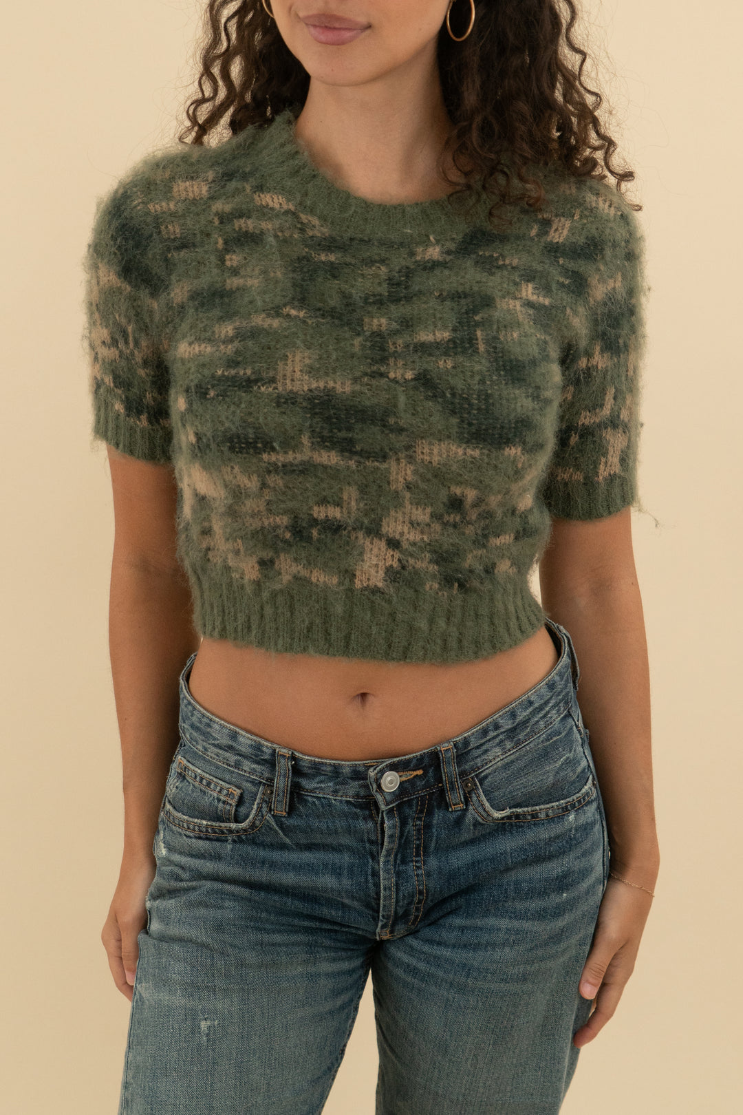 scoop camo knit sweater (0; retail $30)