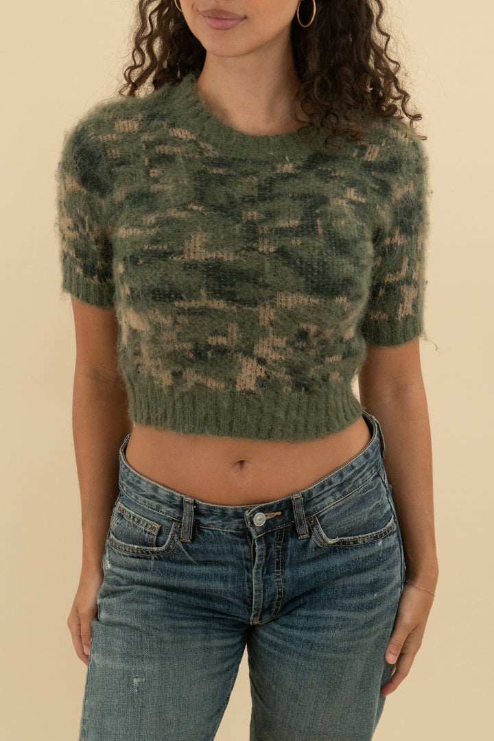 scoop camo knit sweater (0; retail $30)