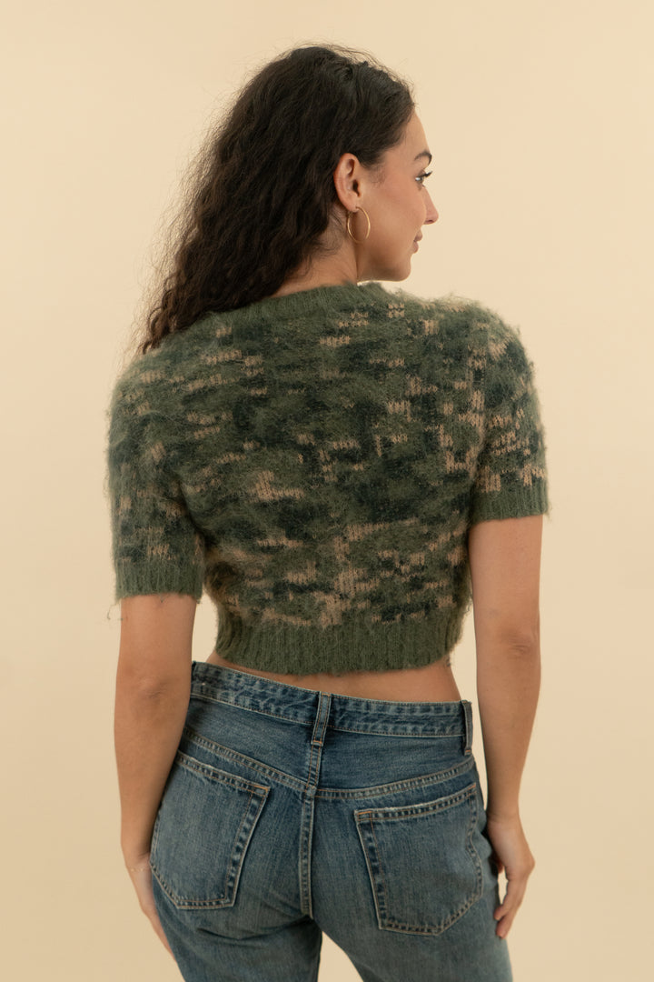 scoop camo knit sweater (0; retail $30)