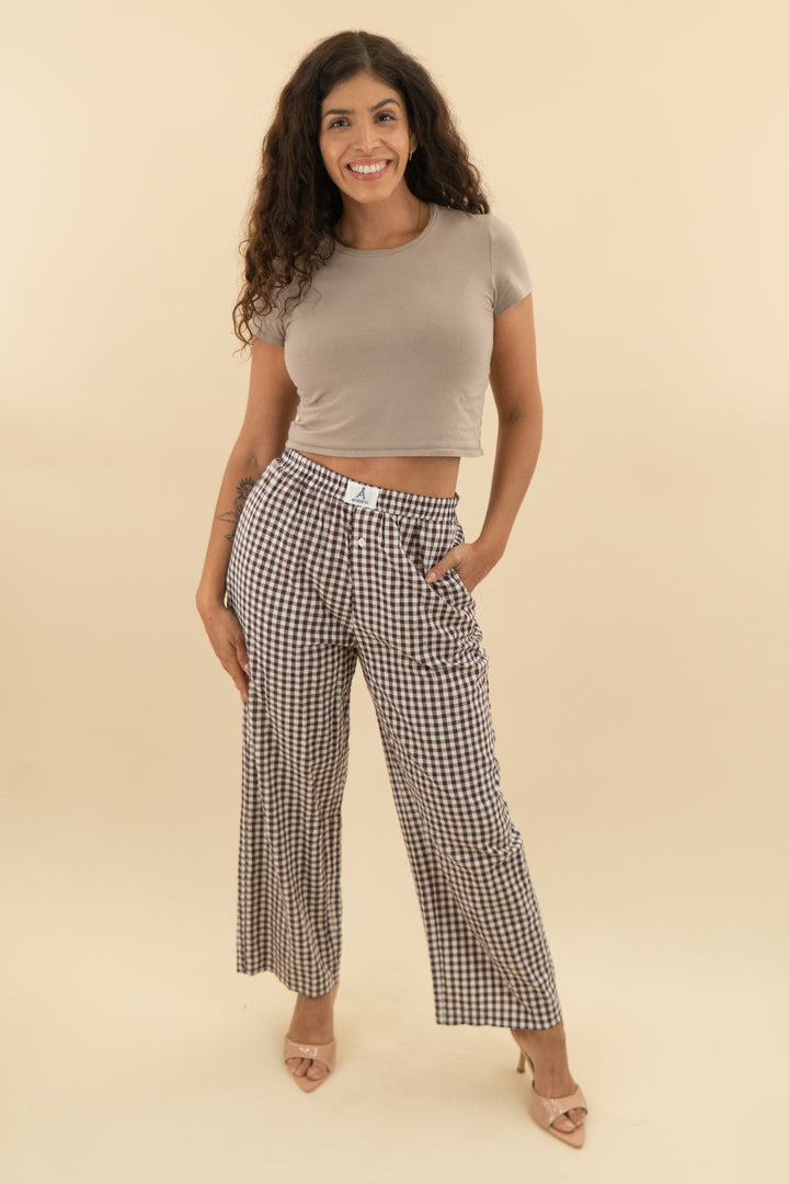 anrabess brown gingham pant (m; retail $38)
