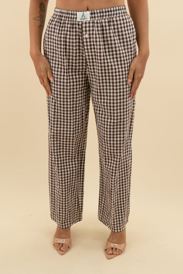 anrabess brown gingham pant (m; retail $38)