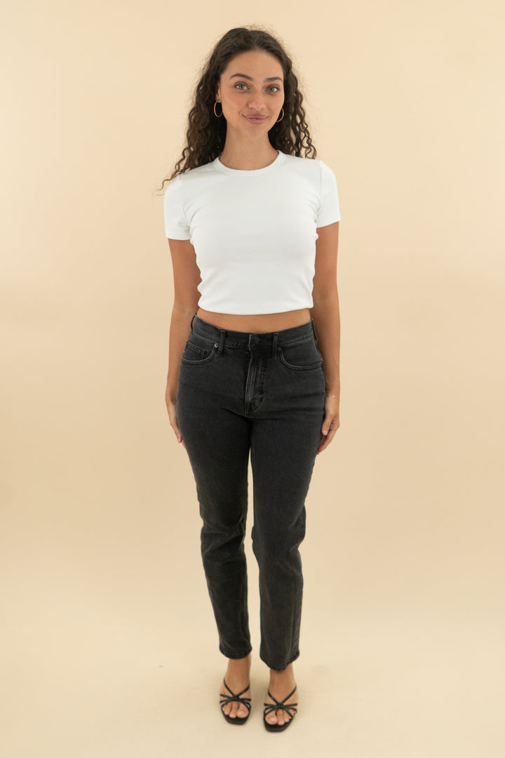 everlane black the original cheeky jean (27; retail $128)