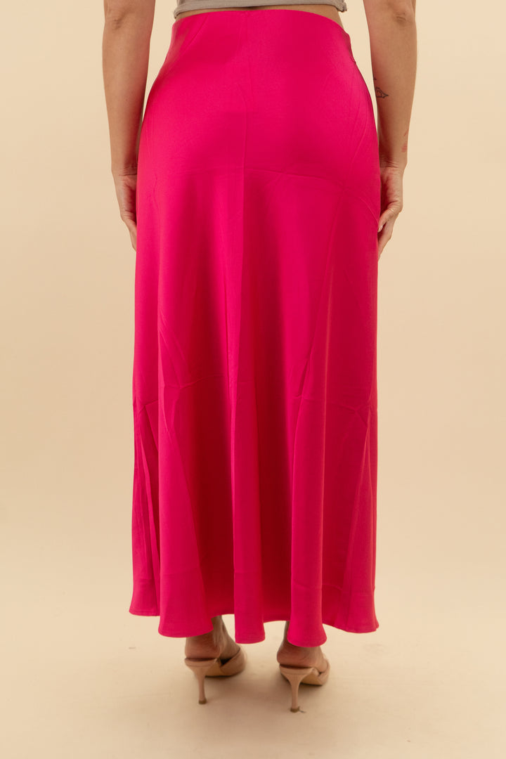 pink satin maxi skirt (m; retail $40)
