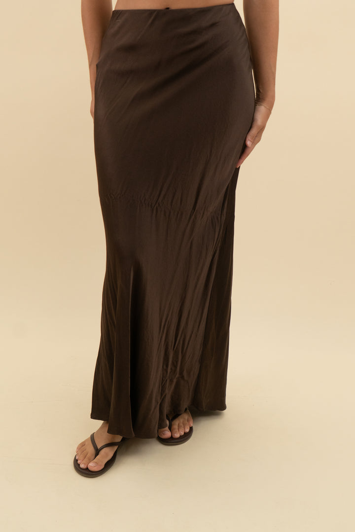 Quince Brown Silk Skirt (s; retail $80)
