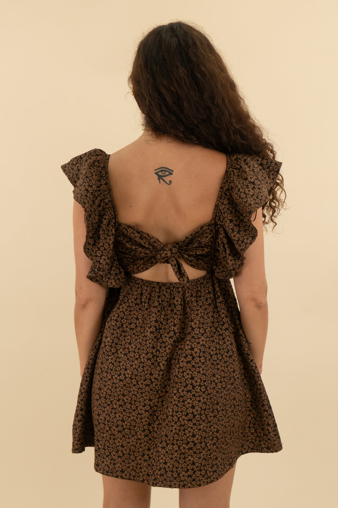 day + moon brown floral mini dress (m; retail $74)