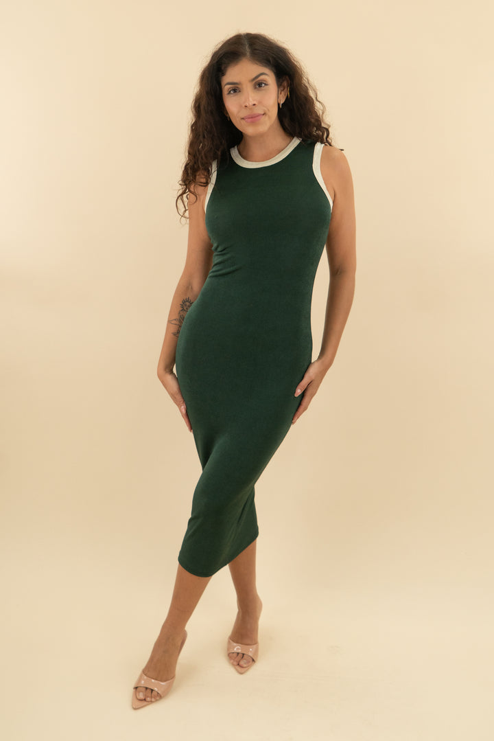 vestique dark green midi dress (m; retail $68)