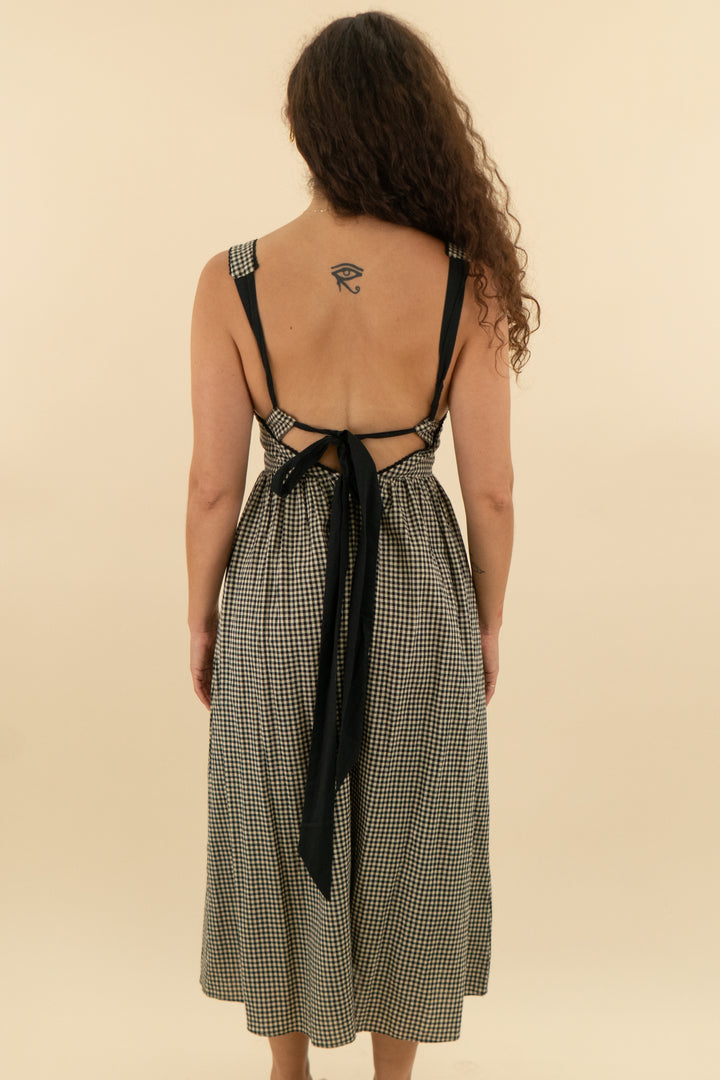 rumoured black gingham midi dress NWT (s; retail $168)