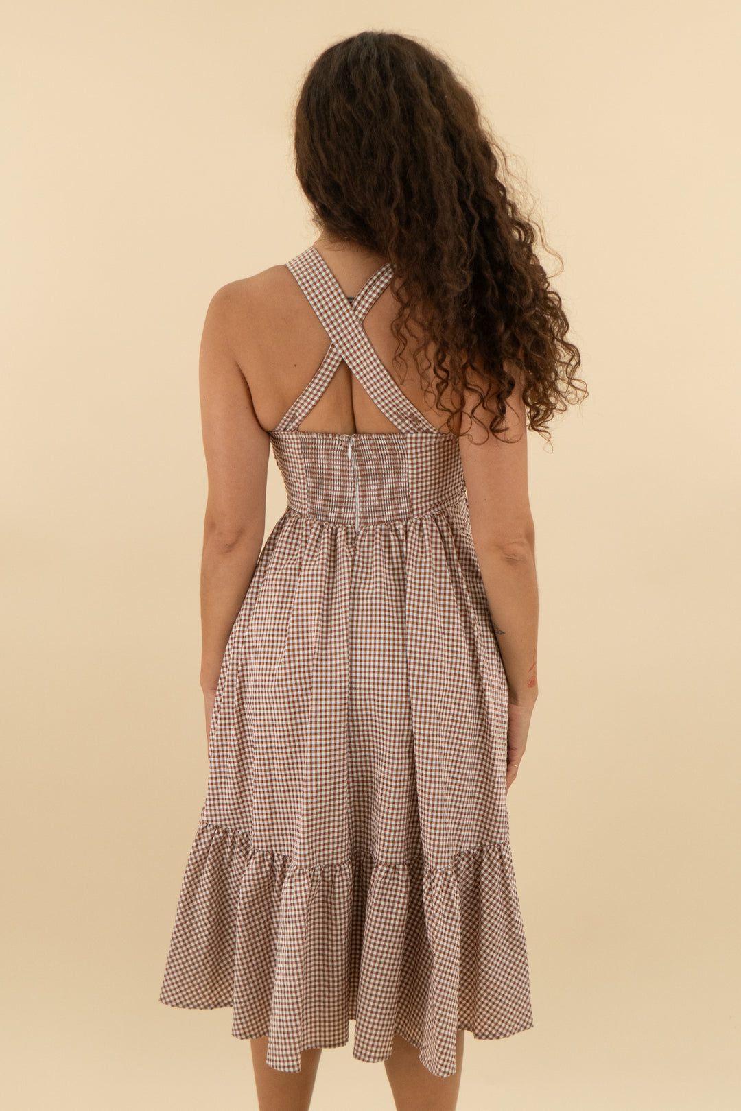 maeve brown and white gingham dress NWT (xs; retail $178)