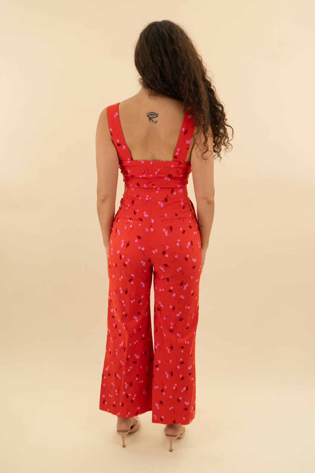 40. maeve red cherry print sleeveless jumpsuit (6; retail $168)