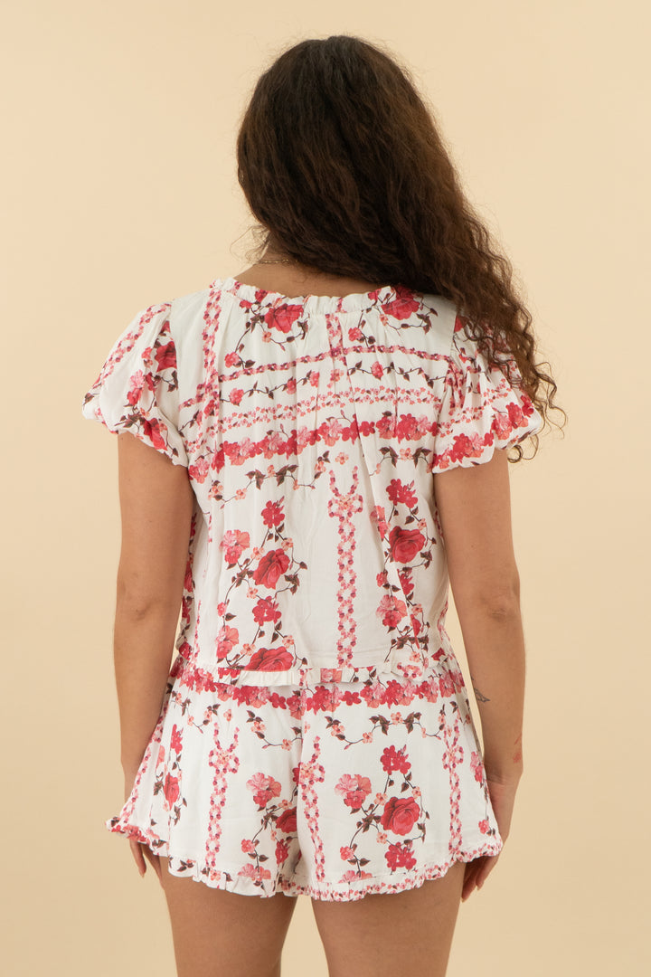 petal + pup pink floral short and top set nwt (s; retail $89)