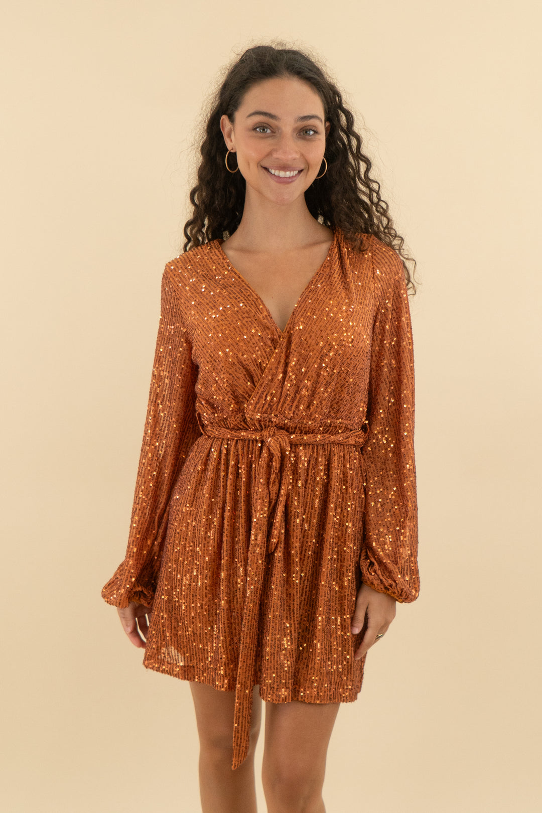 Petal + Pup Orange Sequin Mini Dress (10; retail $108)