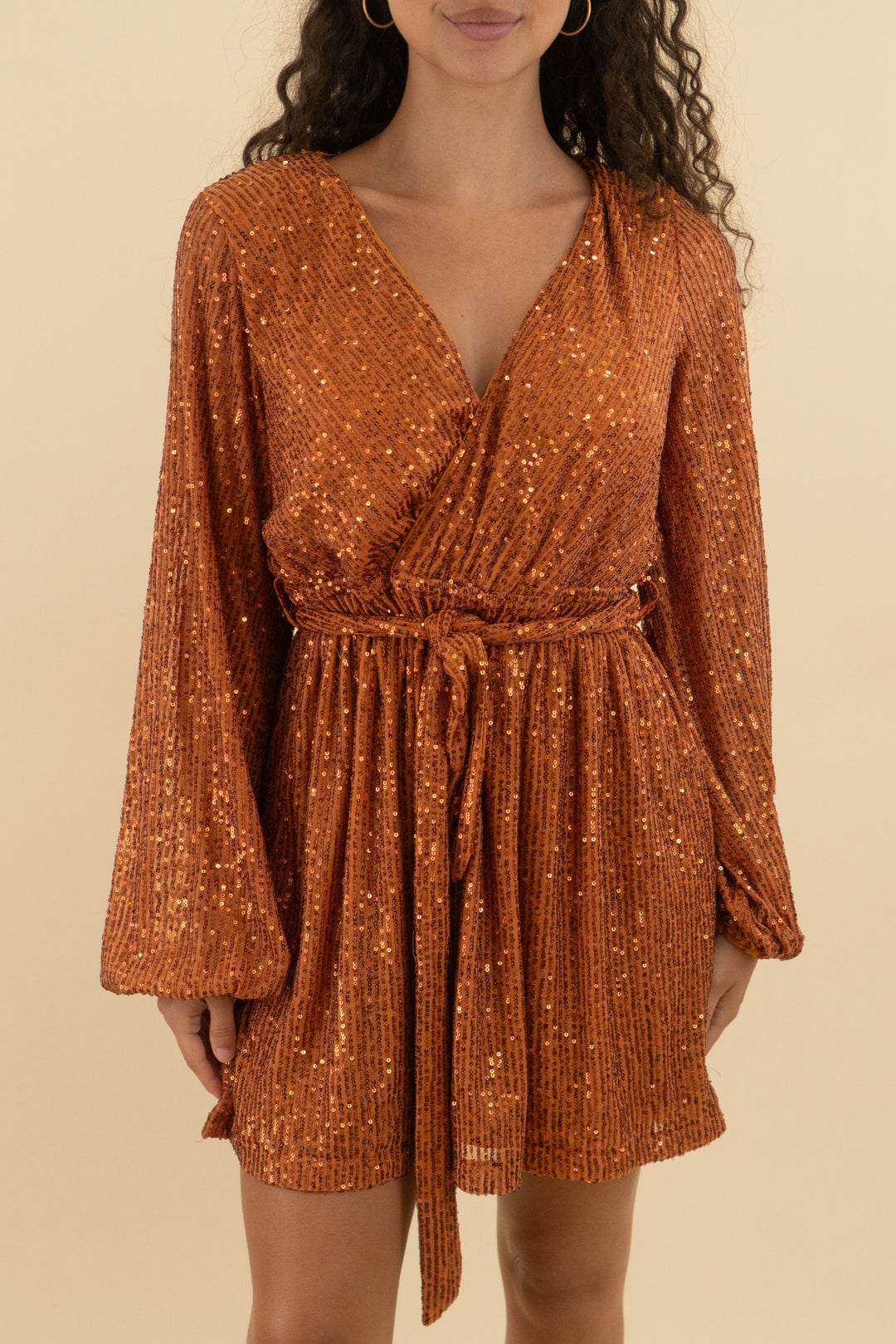 Petal + Pup Orange Sequin Mini Dress (10; retail $108)