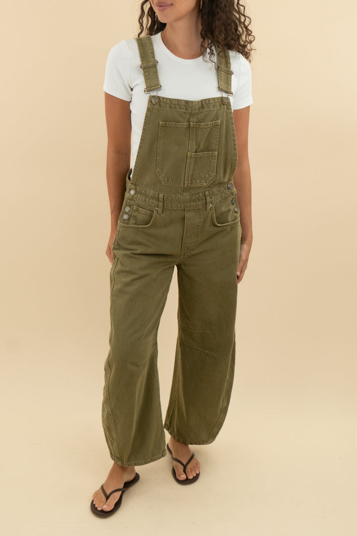 we the free olive green overalls (s; retail $148)