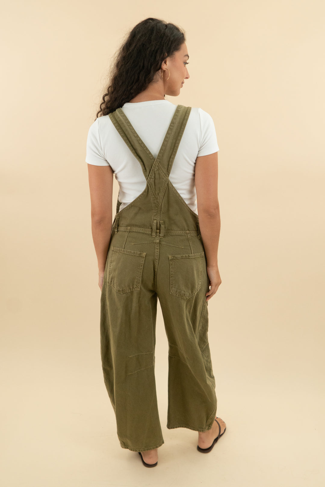 we the free olive green overalls (s; retail $148)