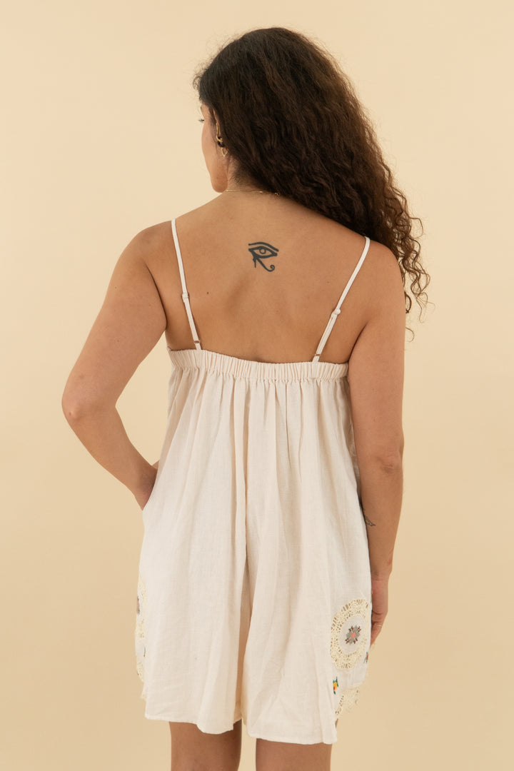 anthropologie ivory romper with multicolor floral embroidery nwt (s; retail $168)
