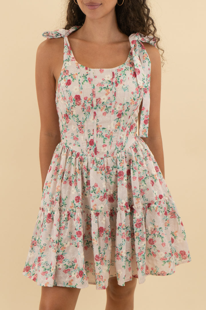 43. ivy city light pink floral tie strap ruffle dress nwt (s; retail $148)