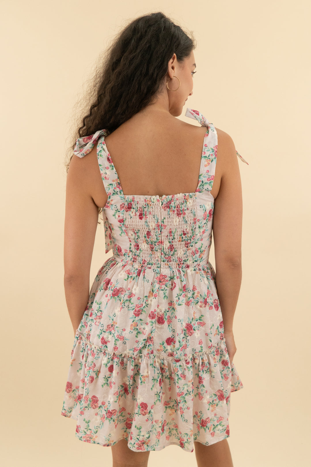 43. ivy city light pink floral tie strap ruffle dress nwt (s; retail $148)