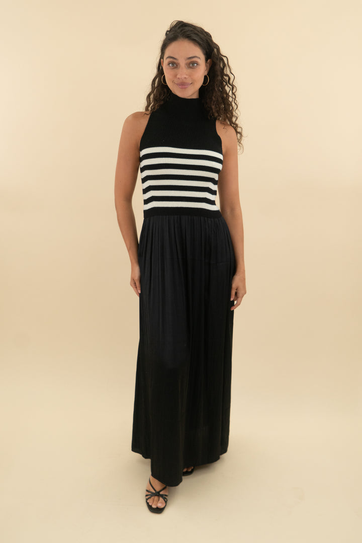 anthropologie black and white stripe knit tank top dress nwt (xs; retail $158)