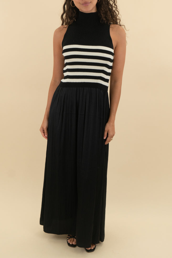 anthropologie black and white stripe knit tank top dress nwt (xs; retail $158)