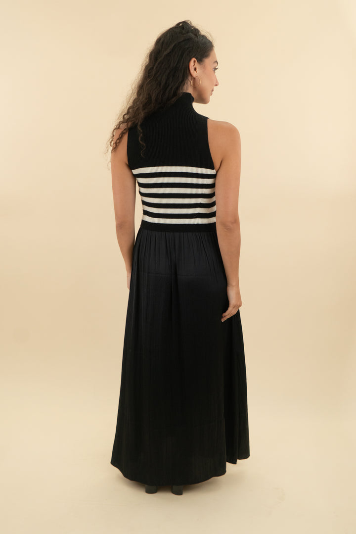 anthropologie black and white stripe knit tank top dress nwt (xs; retail $158)