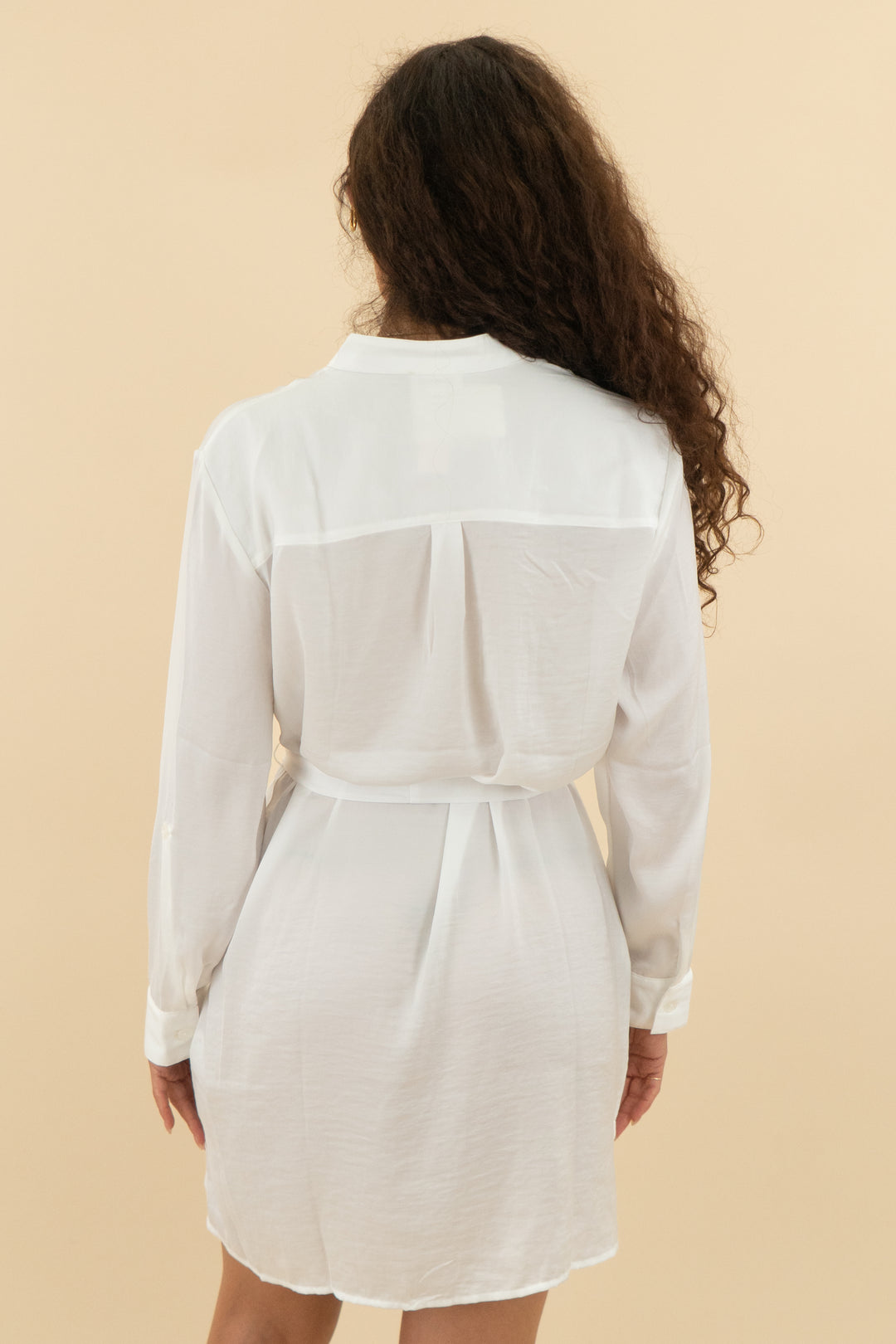 summersalt white long sleeve button down cover up dress nwt (m; retail $115)