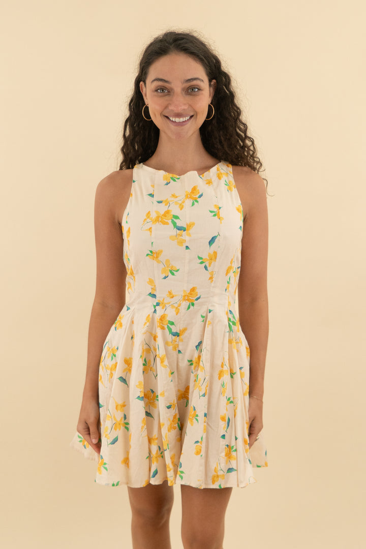 hutch yellow floral sleeveless romper nwt (s; retail $264)