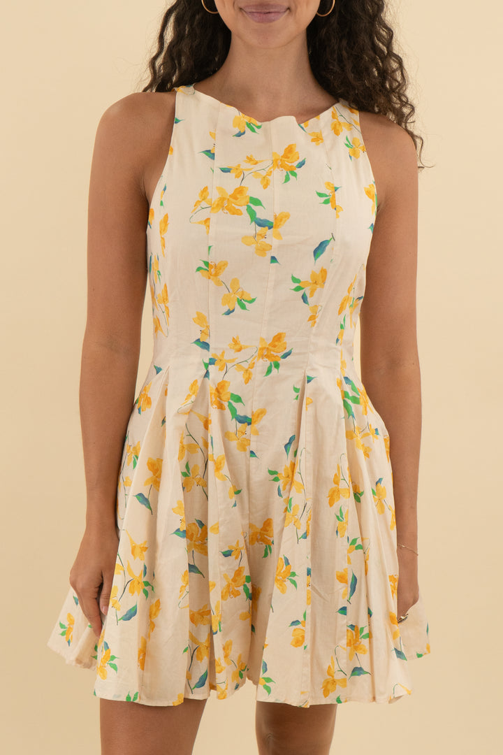 hutch yellow floral sleeveless romper nwt (s; retail $264)