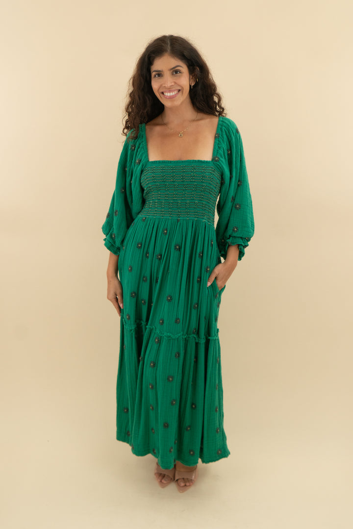 free people green gauze dress (s; retail $168)