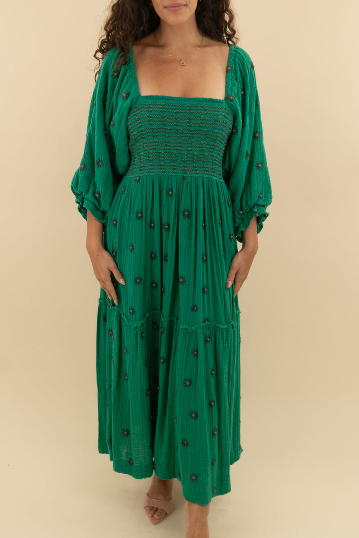 free people green gauze dress (s; retail $168)