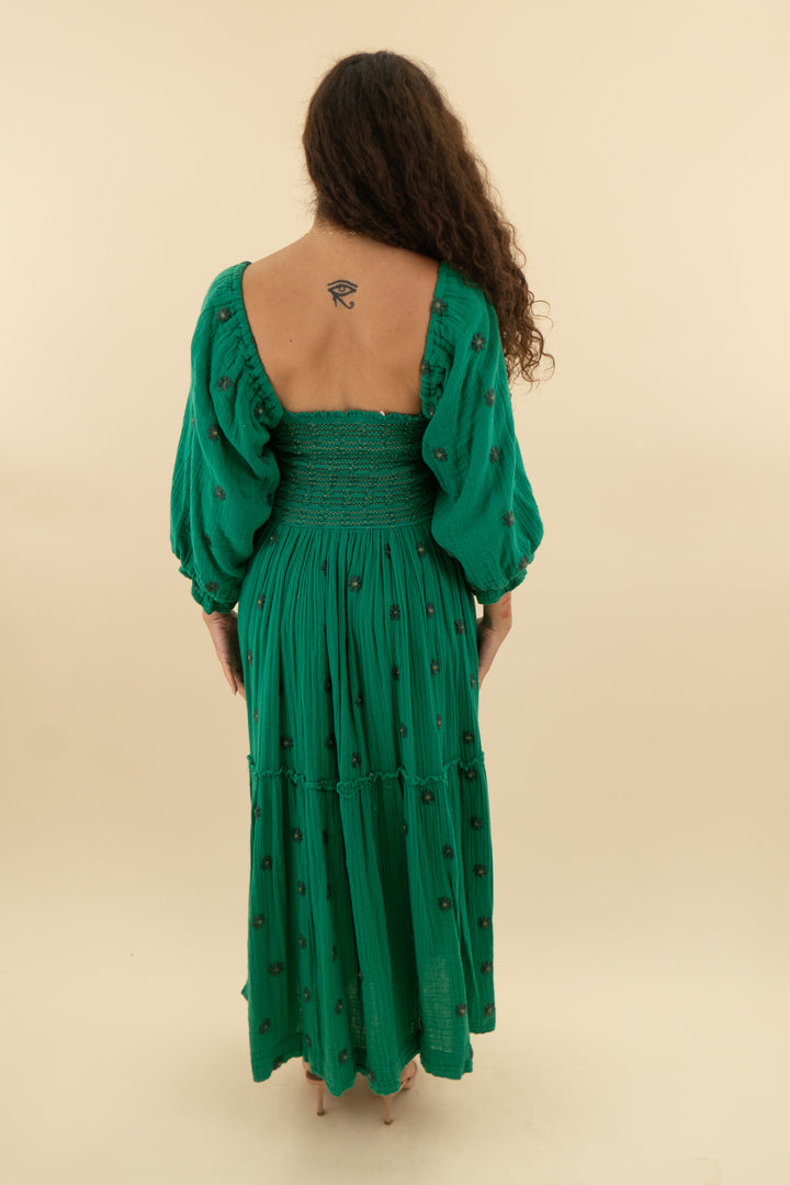 free people green gauze dress (s; retail $168)