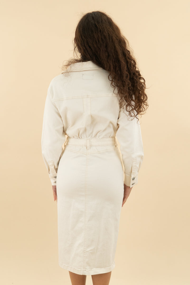 scoop cream denim midi dress (xs; retail $38)