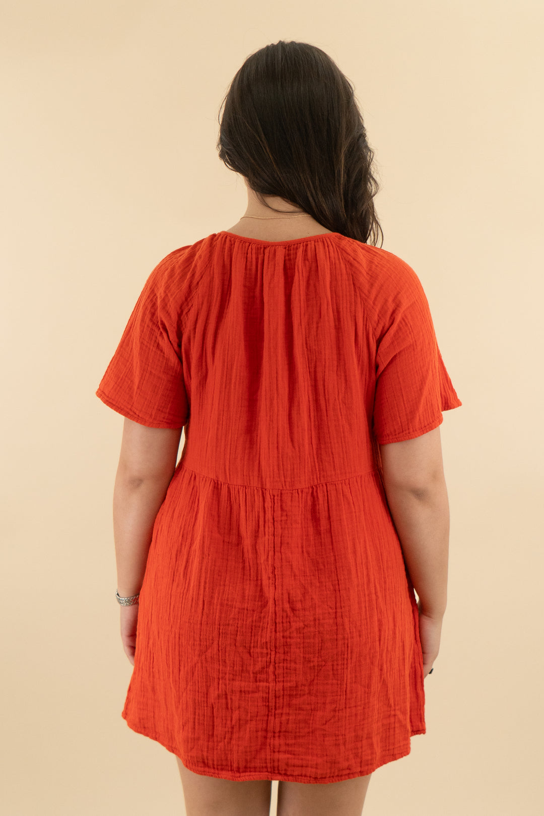 old navy burnt orange gauze flowy midi dress (m: retail $44.99)