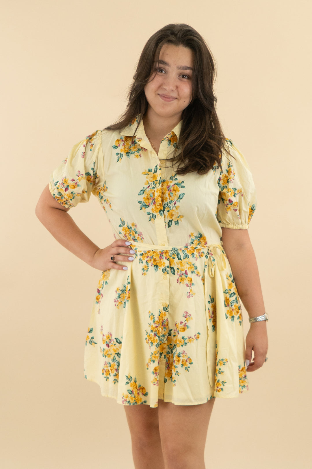 a new day butter yellow floral short sleeve dress nwt (xl; retail $35)