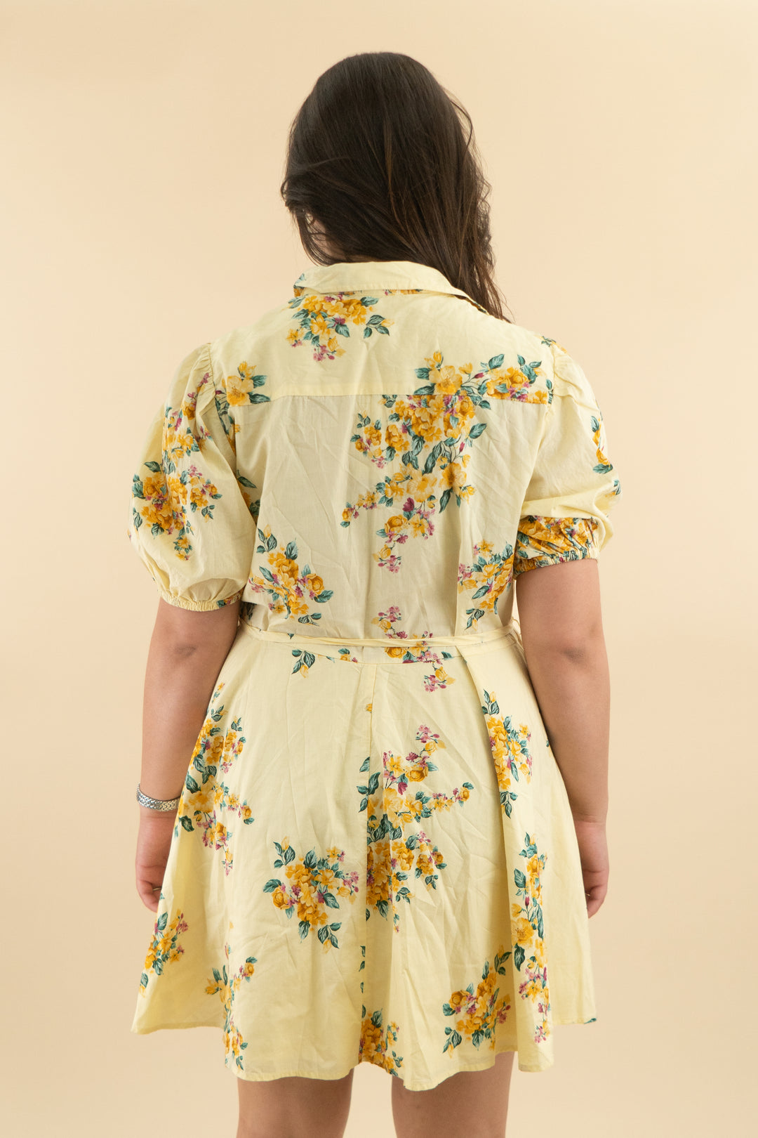 a new day butter yellow floral short sleeve dress nwt (xl; retail $35)