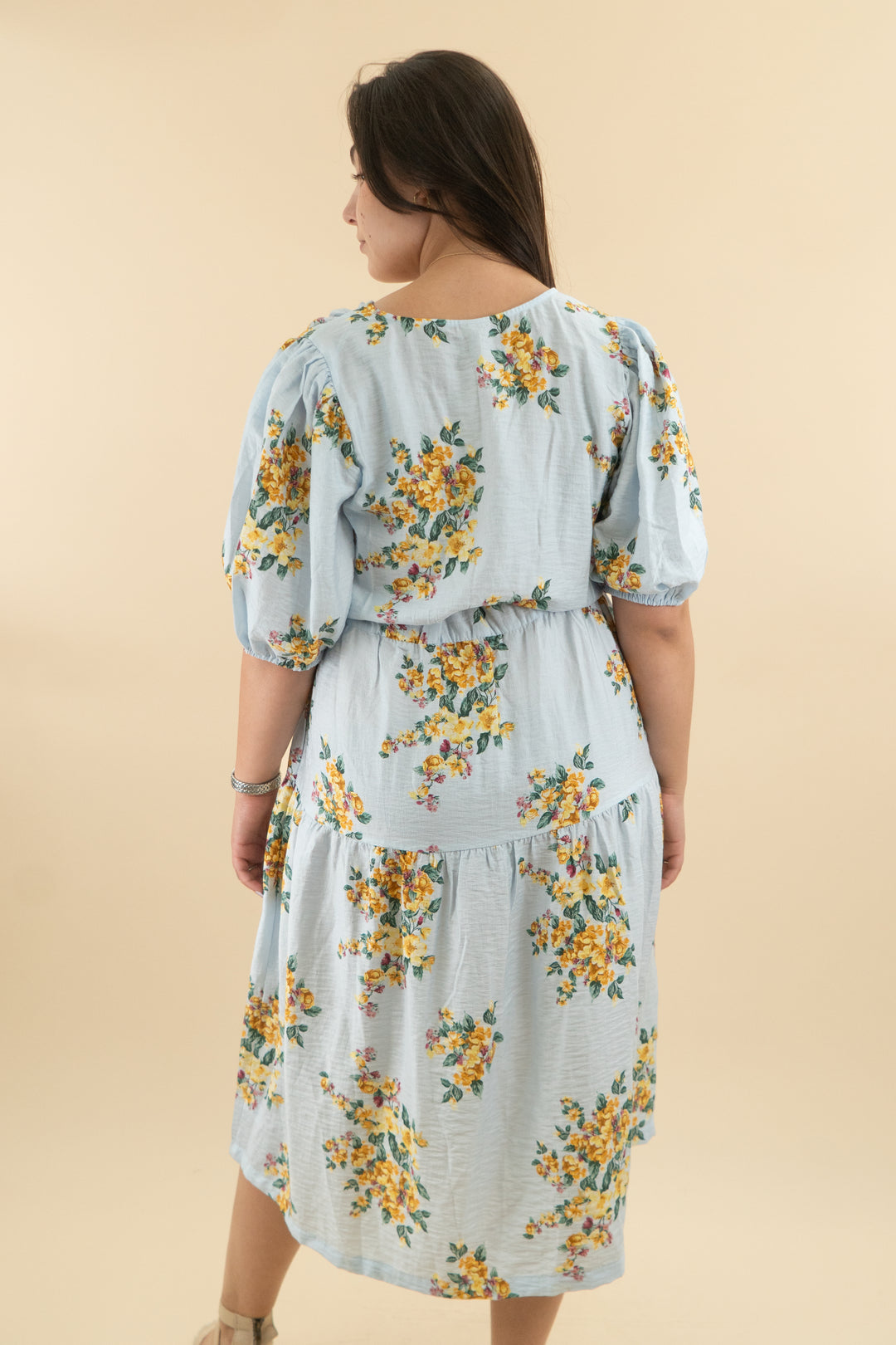 a new day baby blue floral short sleeve wrap maxi dress nwt (xl; retail $40)