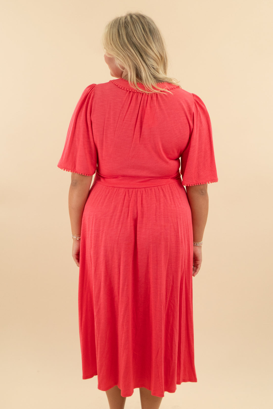 boden dark coral short sleeve maxi dress (12; retail $230)