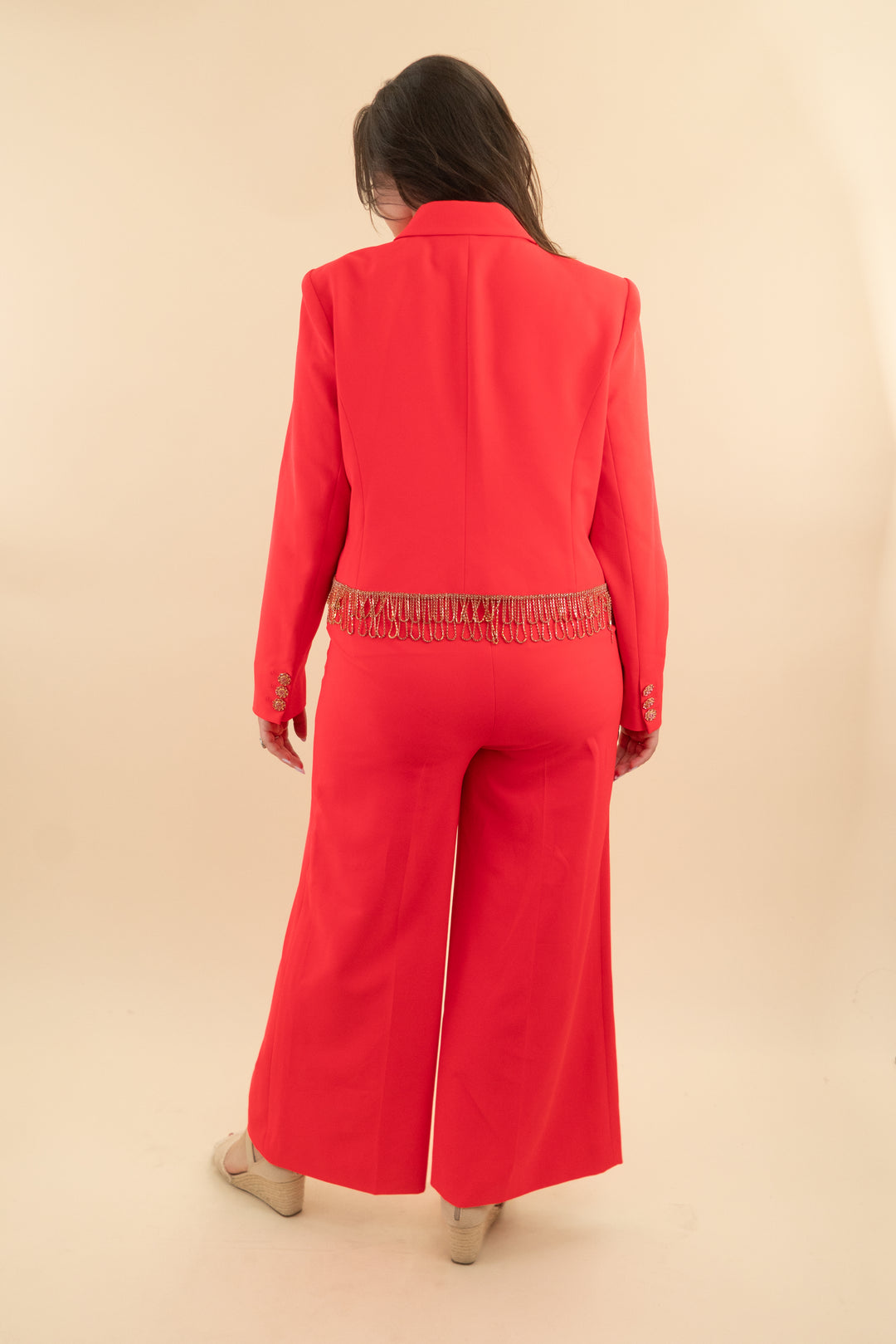 l'agence red blazer with crystal fringe (xl; retail $395)