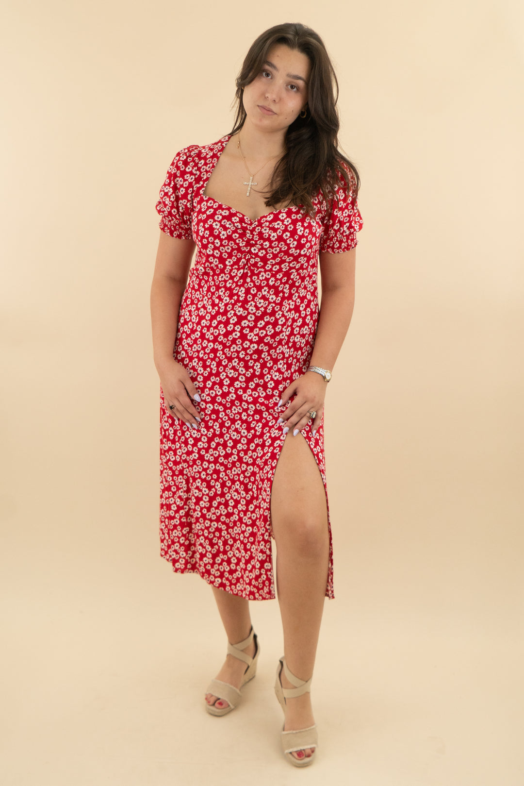 *AUCTION* reformation red dainty floral midi dress (14)