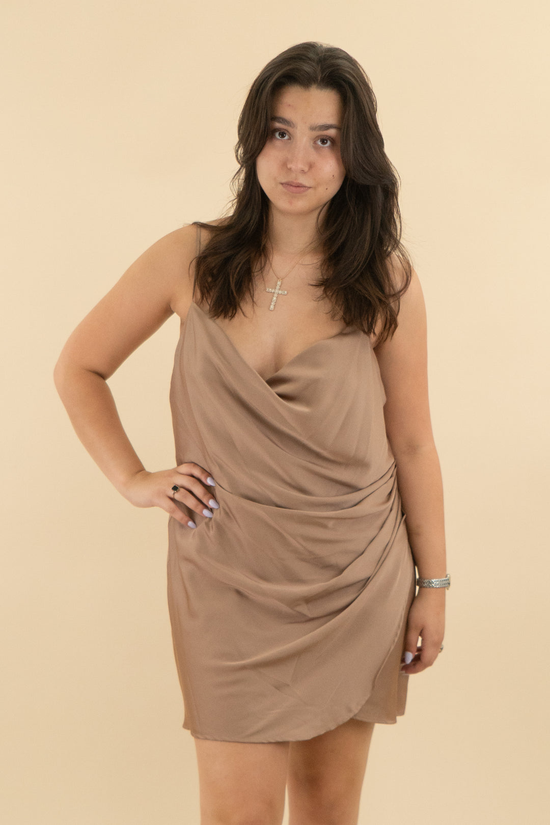 l'agence brown cowl neck dress (16; retail $395)