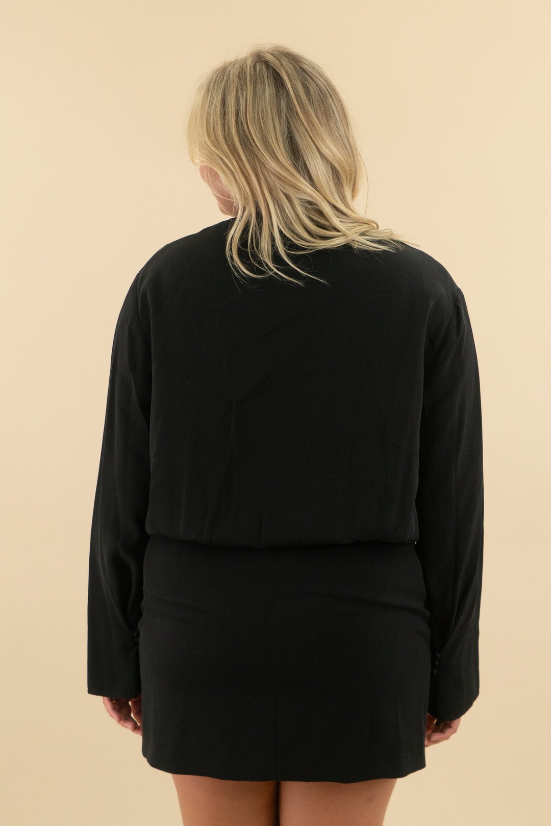 zara black long sleeve mini dress (xxl; retail $90)