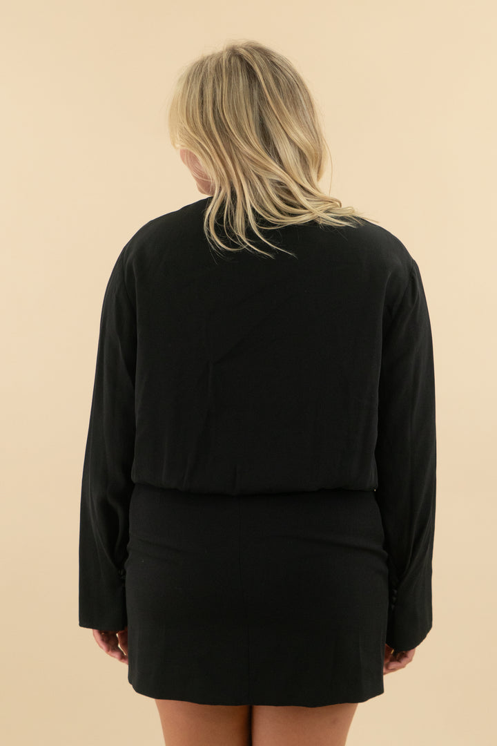 zara black long sleeve mini dress (xxl; retail $90)