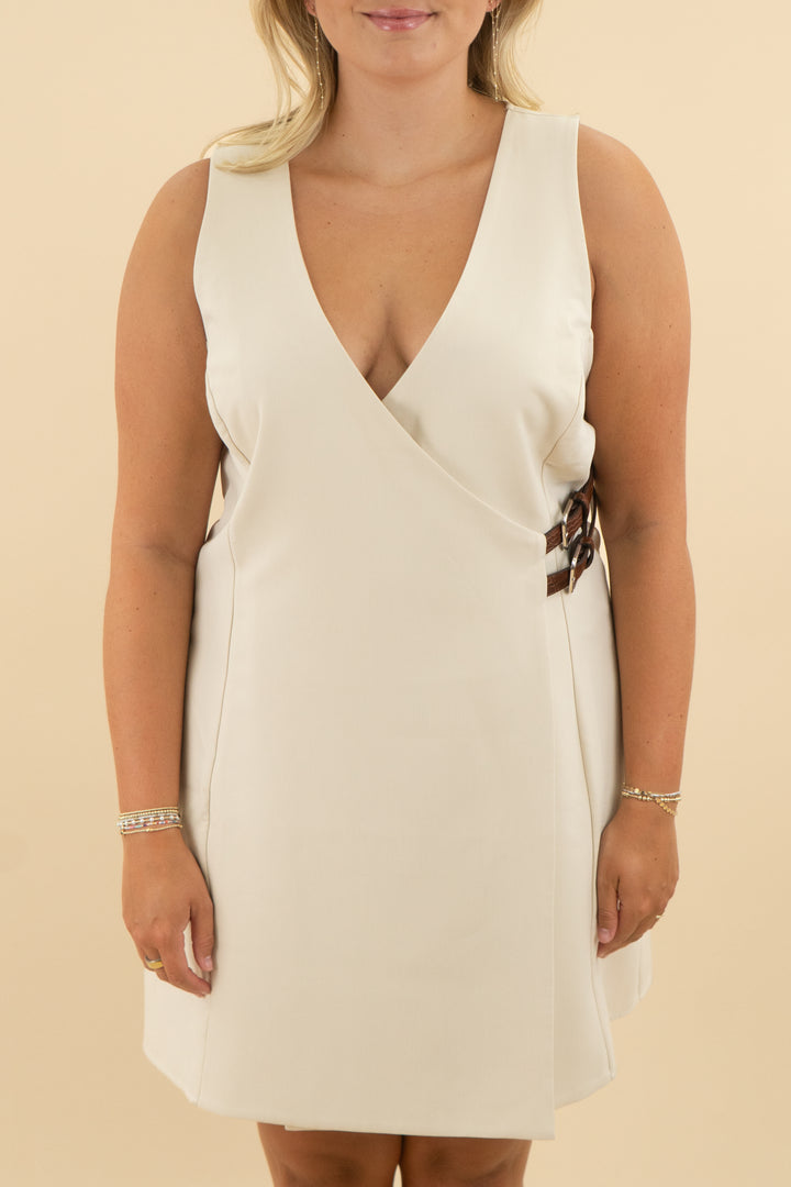 anthropologie cream side belt dress nwt (xl; retail $148)