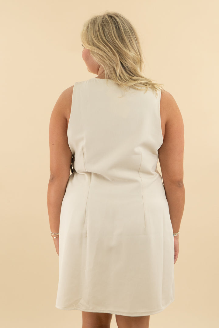 anthropologie cream side belt dress nwt (xl; retail $148)