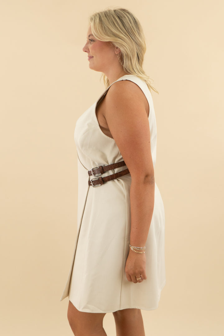 anthropologie cream side belt dress nwt (xl; retail $148)