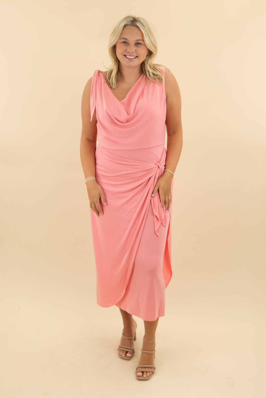 cinq a sept coral midi dress nwt (16; retail $395)
