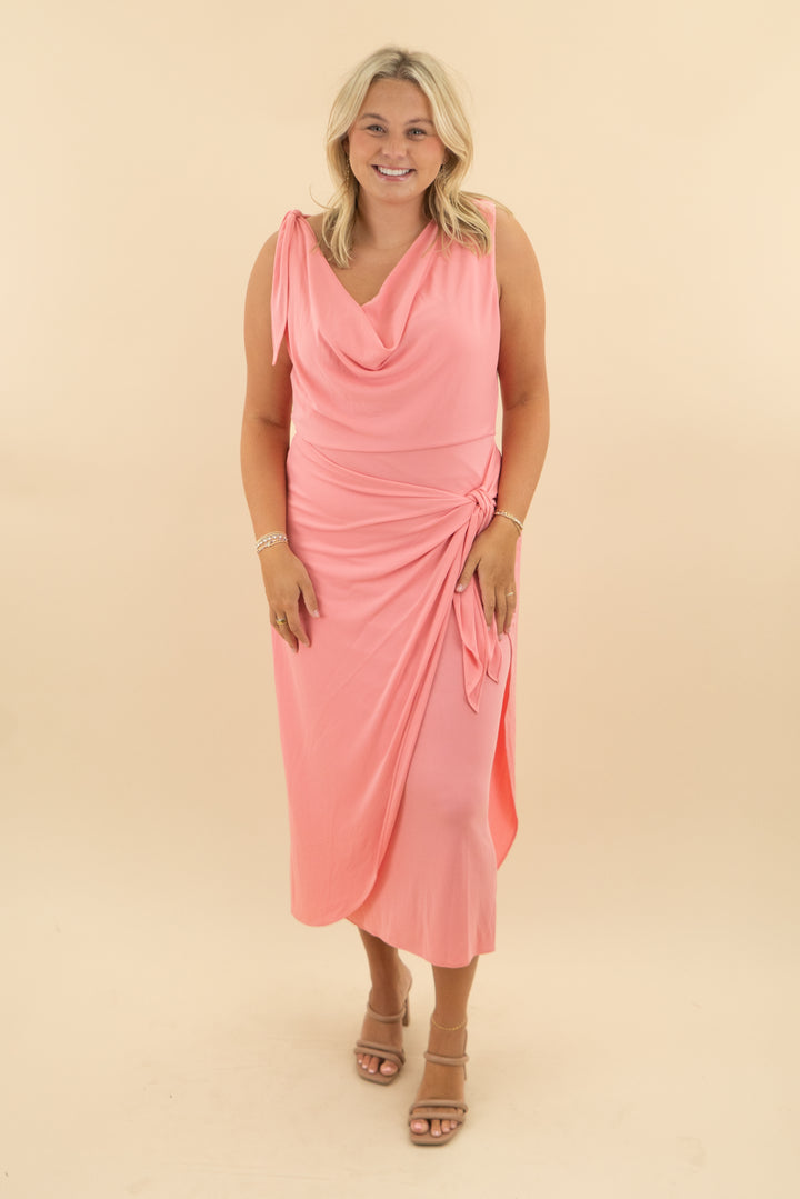 cinq a sept coral midi dress nwt (16; retail $395)
